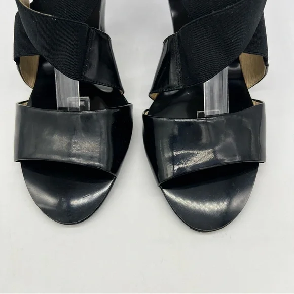 Michael Kors Odette Black Strappy Open Toe Sandals Elastic Cone Heel Size 9 US - Picture 4 of 13